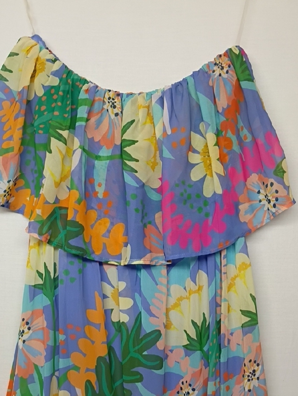 Entro Floral Trim Strapless Dress in Periwinkle - Picture 2 of 10